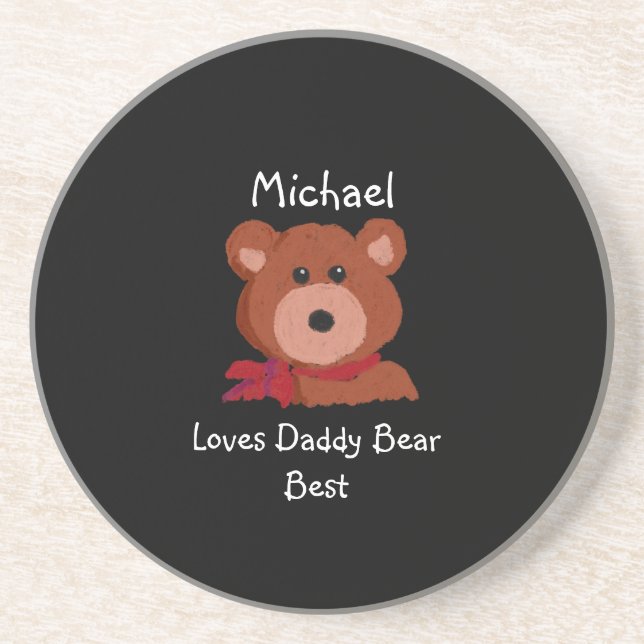 Dessous De Verre En Grès I Love Daddy Bear Meilleur Personnalisé (Devant)
