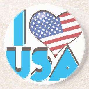 Dessous De Verre En Grès I Love USA Retro 80s