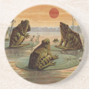 Dessous De Verre En Grès Illustration de grenouilles Lily Pads Moon