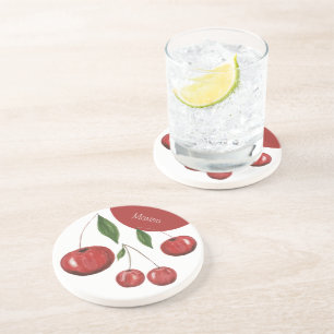 Dessous De Verre En Grès Illustration de l'aquarelle des cerises douces Mon