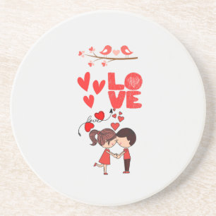 Dessous De Verre En Grès Illustration d'un couple mignon avec des cœurs