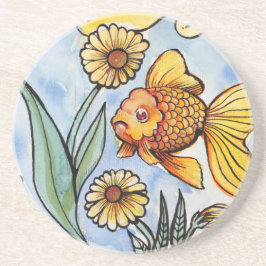 Dessous De Verre En Grès Illustration Oranda Fancy Goldfish