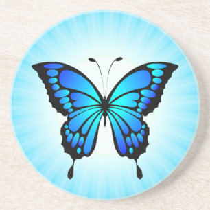 Dessous De Verre En Grès Illustration papillon bleu insecte-20284