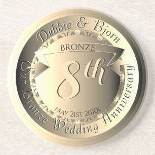 Dessous De Verre En Grès Image de médaillon en bronze pour 8e anniversaire