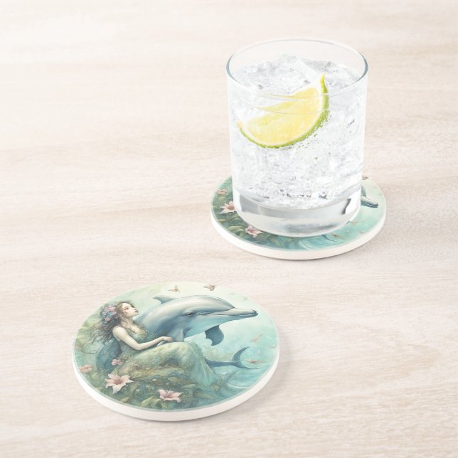 Dessous De Verre En Grès Imaginaire dauphin 2 (Côté)