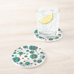 Dessous De Verre En Grès Impression Brown et Turquoise dalmate