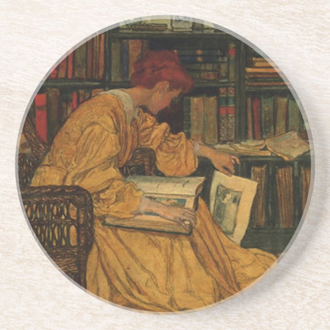 Dessous De Verre En Grès Impression d'art pour amateur de livres anciens |  (Devant)