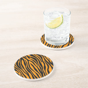 Dessous De Verre En Grès Impression de la Zèbre orange Princeton