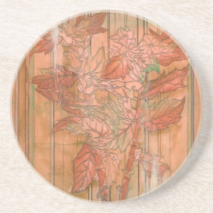 Dessous De Verre En Grès Impression florale orange moderne sur l'arrière -
