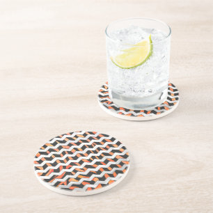 Dessous De Verre En Grès Impression noire et orange Zebra