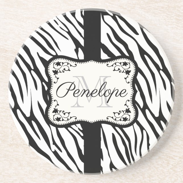 Dessous De Verre En Grès Impression Zebra (Devant)
