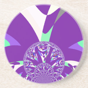 Dessous De Verre En Grès Imprimante d'art bleu rétro Cyan Kaleidoscope