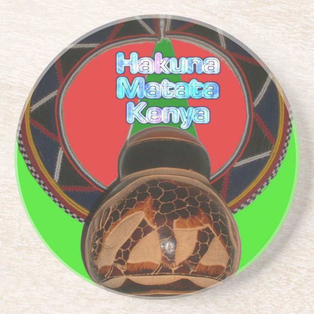 Dessous De Verre En Grès Imprimer Hakuna Matata Kenya Art (Devant)