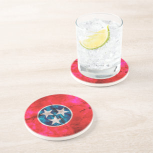 Dessous De Verre En Grès Indicateur d'état Vintage patiné du Tennessee