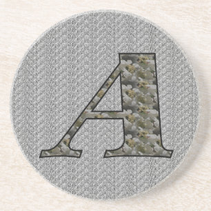 Dessous De Verre En Grès Initiale de monogramme A Fleurs d'hortensia