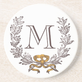 Dessous De Verre En Grès Initiale de monogramme personnalisée par guirlande