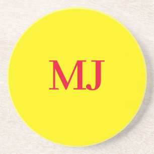 Dessous De Verre En Grès Initiales en monogramme jaune simple et tendance