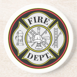 Dessous De Verre En Grès Insigne rond de corps de sapeurs-pompiers