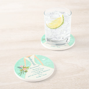 Dessous De Verre En Grès Invitation de Mint Mariage damassé moderne