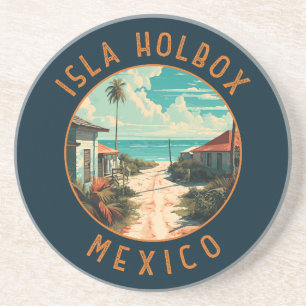 Dessous De Verre En Grès Isla Holbox Mexique Voyage Art Vintage