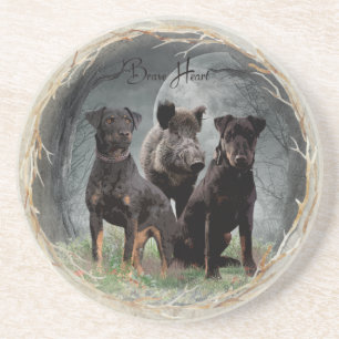 Dessous De Verre En Grès Jagdterrier, Coeur courageux