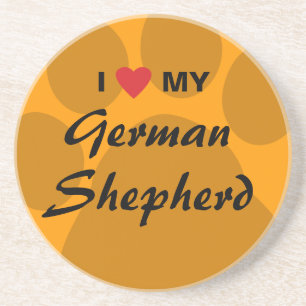 Dessous De Verre En Grès J'aime (coeur) mon berger allemand