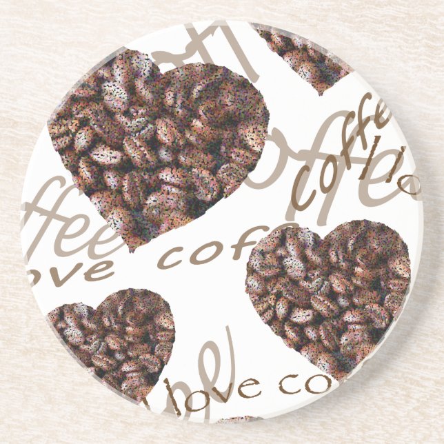 Dessous De Verre En Grès "J'Aime Le Café !" (Devant)