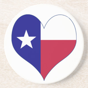 Dessous De Verre En Grès J'aime le coeur de drapeau du Texas