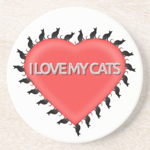 Dessous De Verre En Grès J'Aime Mes Chats