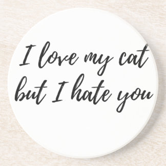 Dessous De Verre En Grès J'aime mon chat - noir