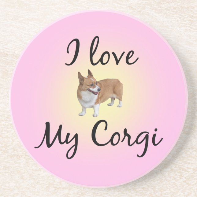 Dessous De Verre En Grès J'Aime Mon Corgi (Devant)