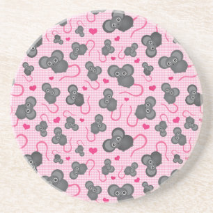 Dessous De Verre En Grès J'aime mon motif de souris dans le rose