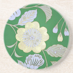 Dessous De Verre En Grès Japonais KIMONO Textile, motif floral