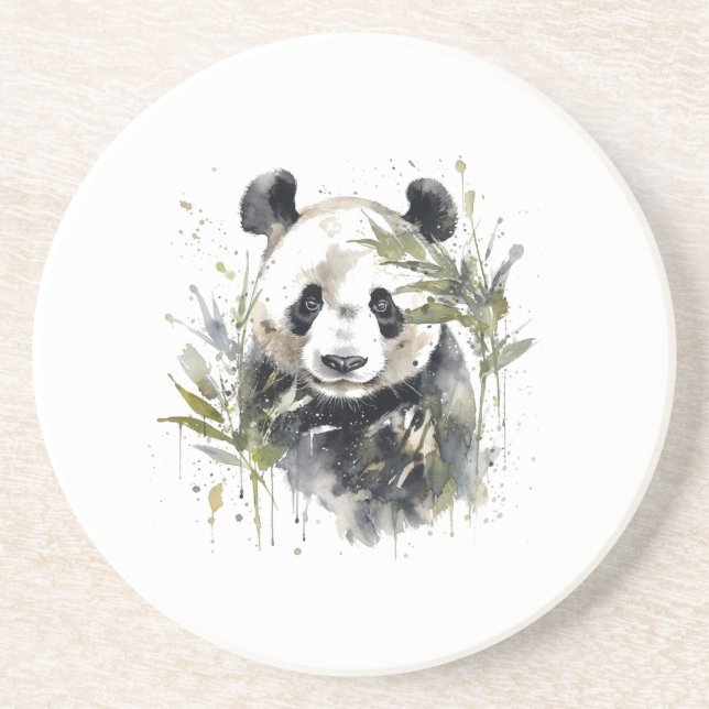 Dessous De Verre En Grès Jardin Panda Watercolor (Devant)