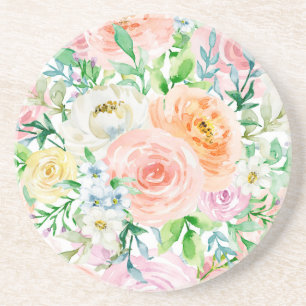 Dessous De Verre En Grès Jardin romantique Pastel