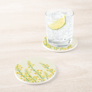 Dessous De Verre En Grès Jaune Moderne Citrine Fleurit