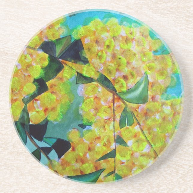 Dessous De Verre En Grès Jaune Wattle (Devant)