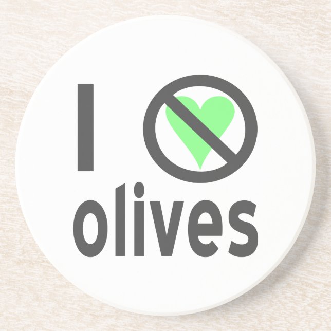 Dessous De Verre En Grès Je déteste les olives (noires) (Devant)