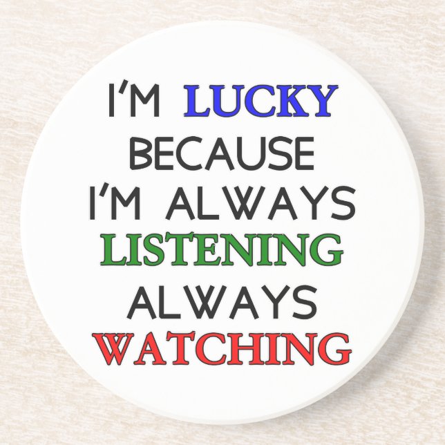 Dessous De Verre En Grès Je suis chanceux (Devant)