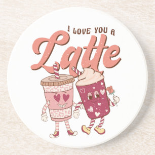 Dessous De Verre En Grès Je t'aime un latte rétro super Valentines