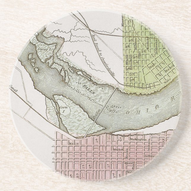 DESSOUS DE VERRE EN GRÈS JEFFERSONVILLE, INDIANA : CARTE (Devant)