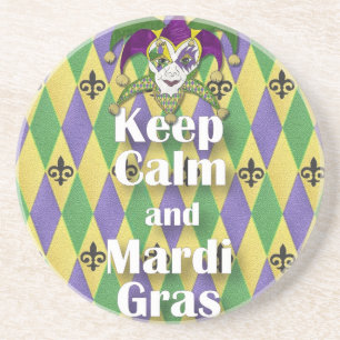Dessous De Verre En Grès Jester Mask Keep Calm and Mardi Gras