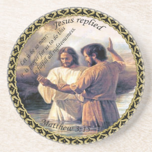 Dessous De Verre En Grès Jésus Christ Baptême image un