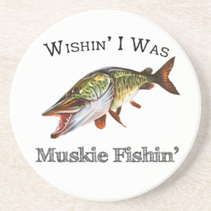 Dessous De Verre En Grès J'Étais Muskie Fishin