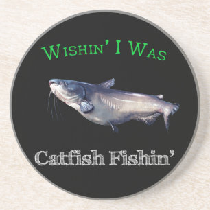 Dessous De Verre En Grès J'Étais Pêche À La Catfish