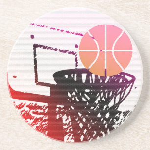 Dessous De Verre En Grès Jeu de car de filet de basket-ball de boule de