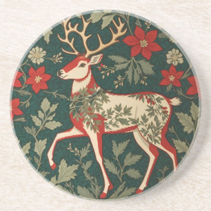 Dessous De Verre En Grès Joie des Fêtes Renne Inspiré de William Morris