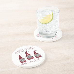 Dessous De Verre En Grès Joli Elfe de Noël Personnalisé à Carreaux Rustique