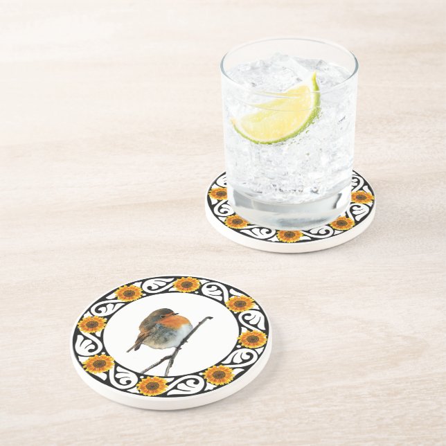 Dessous De Verre En Grès Joli joli Robin rouge (Côté)