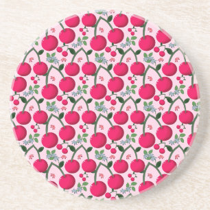 Dessous De Verre En Grès Joli motif Cerise, Fruit Kawaii brillant